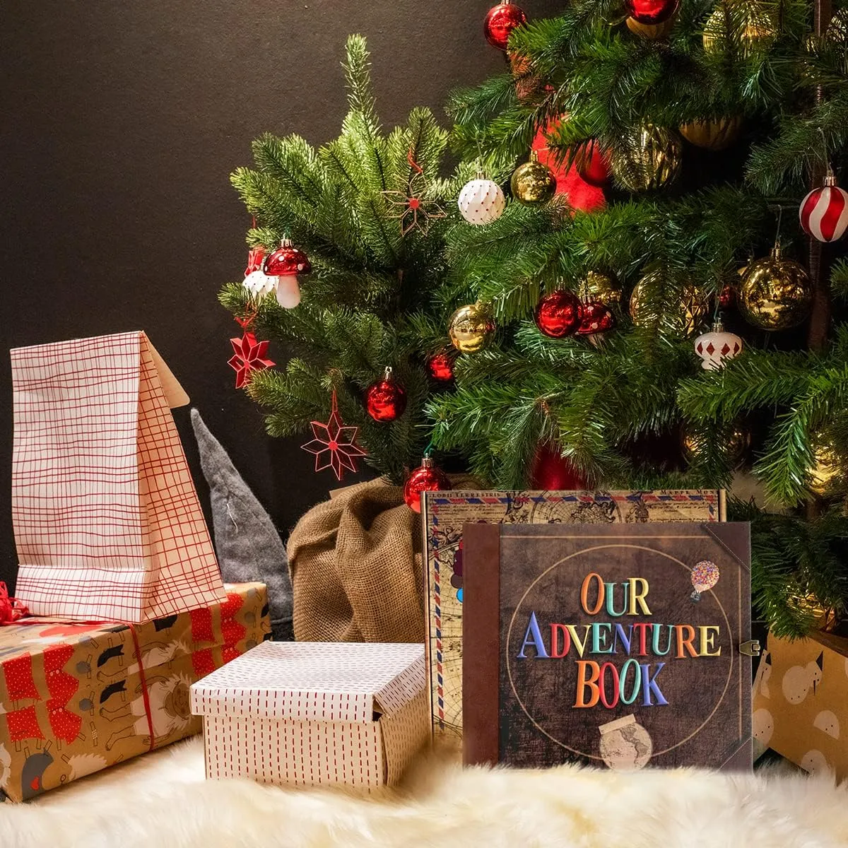Our Adventure Book Travel Diary Photo Book,Scrapbook, Photo Album,Retro Style Travel Souvenir, Vintage Guestbook DIY Anniversary Wedding Travel Writing Baby Friend Gift, Heartfelt Present(Ball)