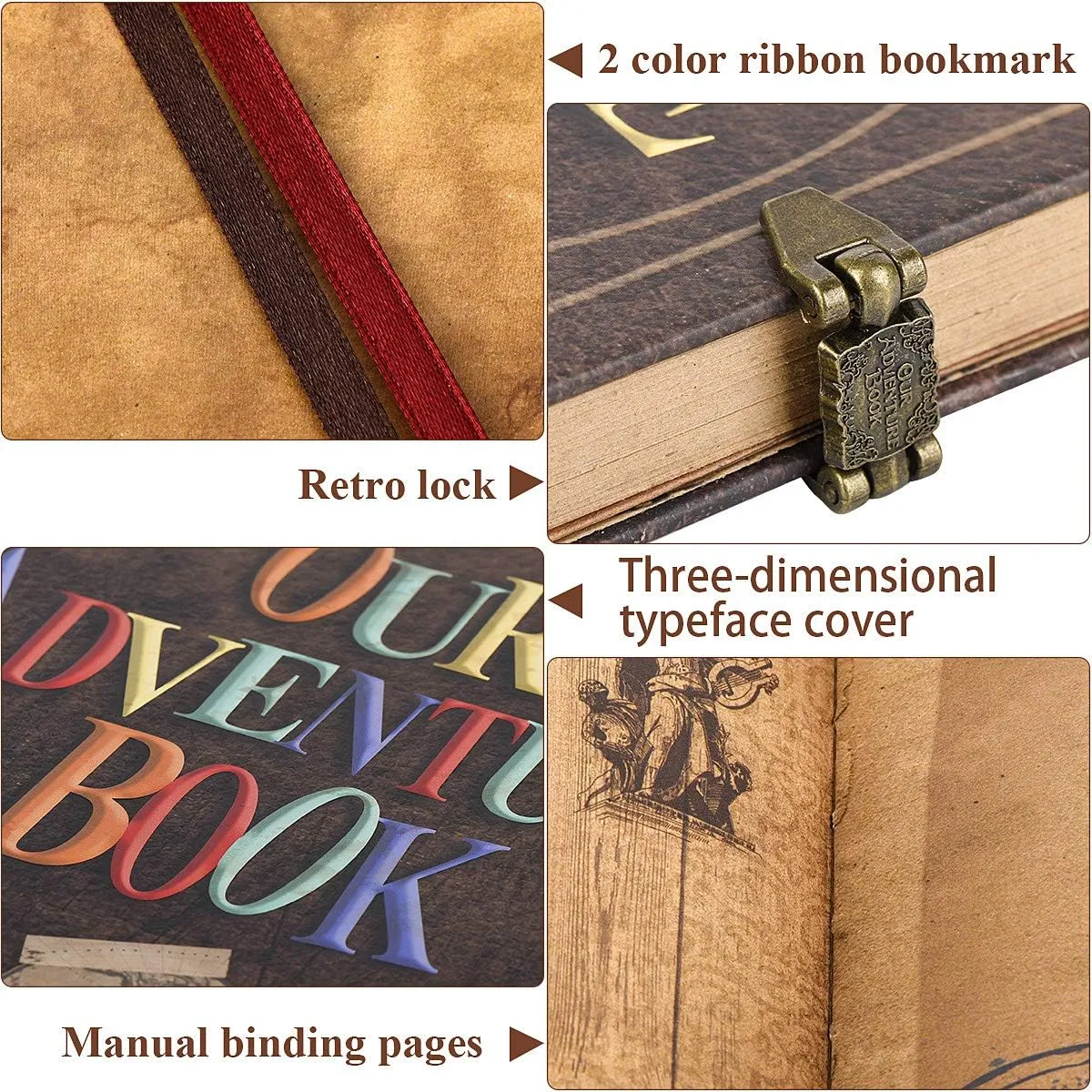 Our Adventure Book Travel Diary Photo Book,Scrapbook, Photo Album,Retro Style Travel Souvenir, Vintage Guestbook DIY Anniversary Wedding Travel Writing Baby Friend Gift, Heartfelt Present(Ball)