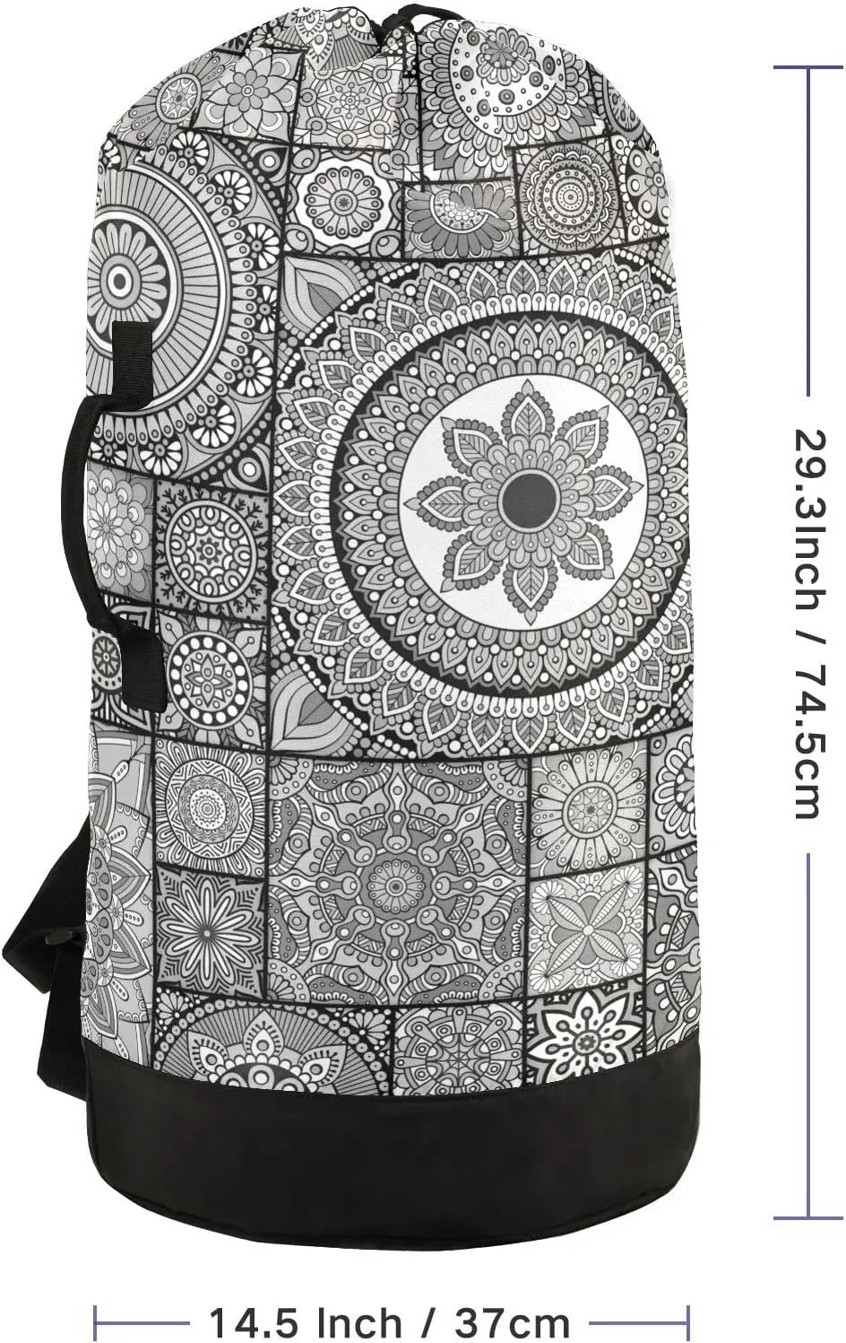 Oyihfvs Mandala Flowers, Islam, Arabic, Indian, Ottoman Vintage Tribal Backpack Laundry Bag, Laundry Backpack with Shoulder Straps, Waterproof Nylon Clothes Hamper Bag for Men Women Yoga Backpack