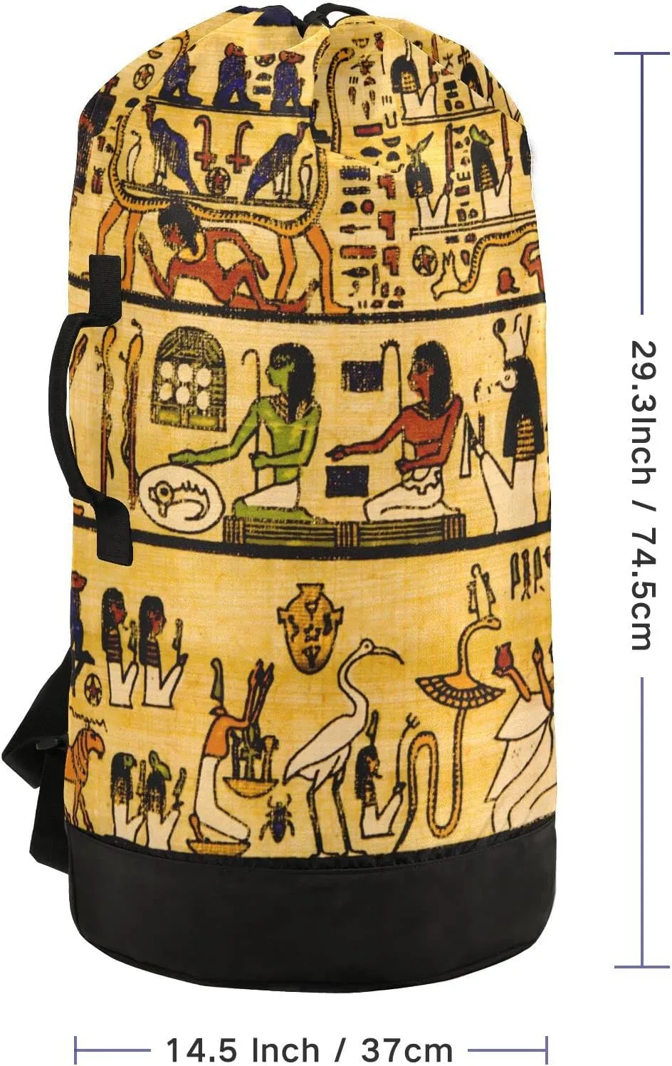 Oyihfvs Old Egyptian Papyrus and Hieroglyph Retro Vintage Style Backpack Laundry Bag, Laundry Backpack with Shoulder Straps, Waterproof Nylon Clothes Hamper Bag for Men Women Yoga Backpack