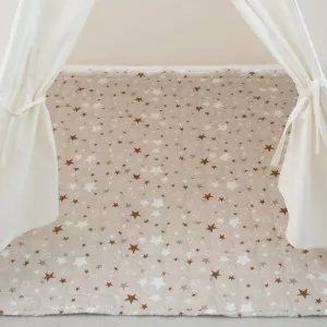 Padded Mat for Kids Play Tent, Non-Slip Baby Activity Rug Mat, Teepee Play Mat for Baby Toddlers (Gary - Star, 47.3"x47.3" - Square)