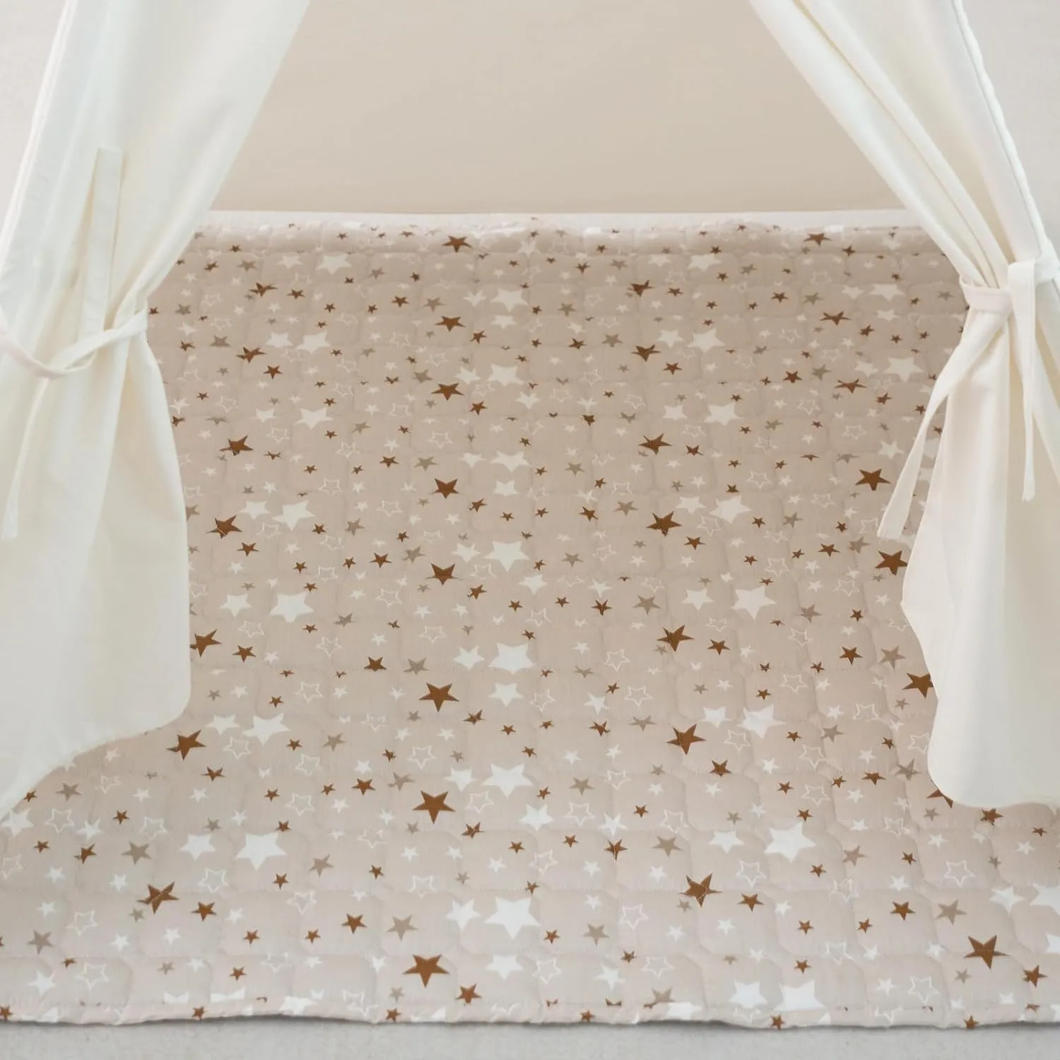Padded Mat for Kids Play Tent, Non-Slip Baby Activity Rug Mat, Teepee Play Mat for Baby Toddlers (Gary - Star, 47.3"x47.3" - Square)