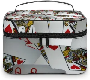 Page Full Of Queens Playing Cards Portable Large Capacity Portable Makeup Bag with Zipper