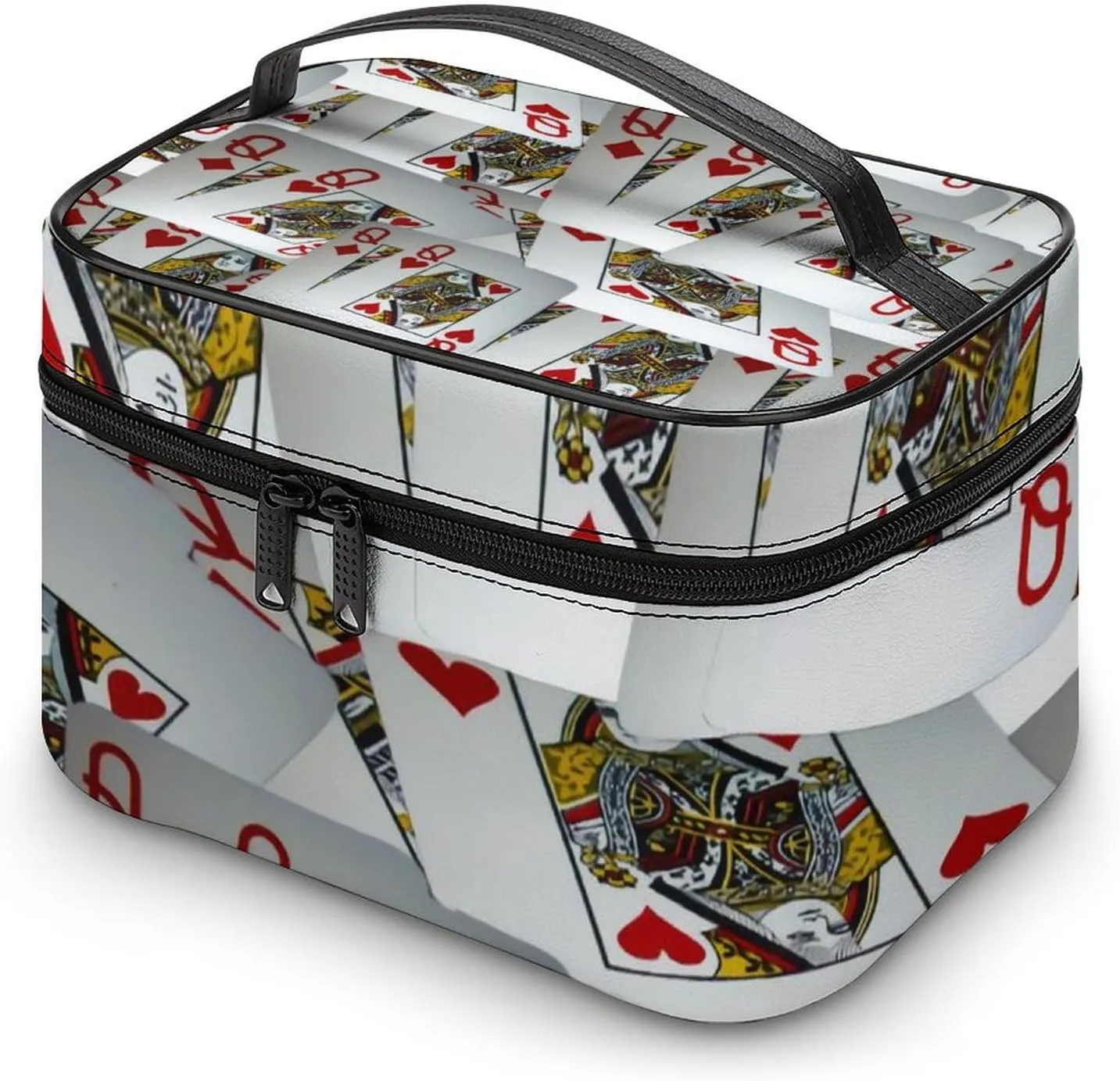 Page Full Of Queens Playing Cards Portable Large Capacity Portable Makeup Bag with Zipper