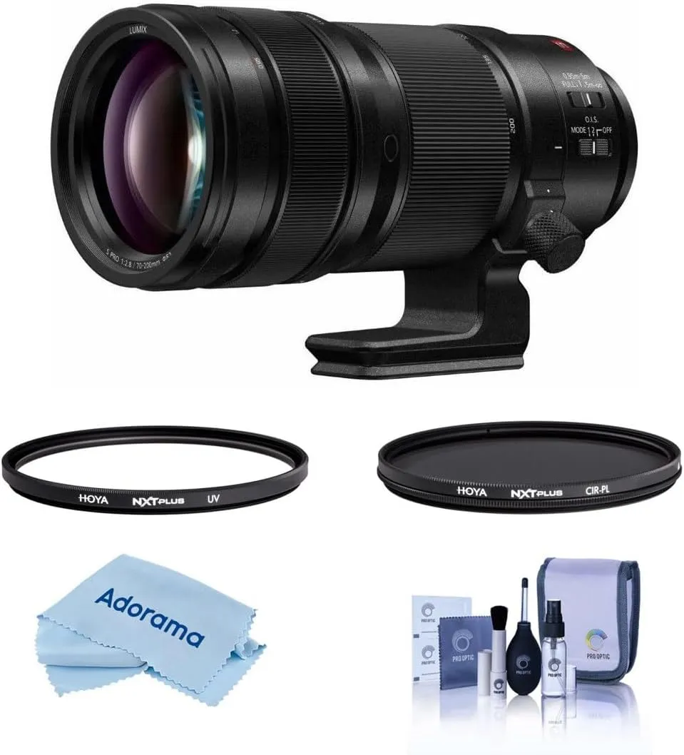 Panasonic LUMIX S PRO 70-200mm f/2.8 O.I.S. Lens for L Mount, Bundle with Hoya NXT Plus 82mm UV CPL Filter Kit, Cleaning Kit, Cleaning Cloth