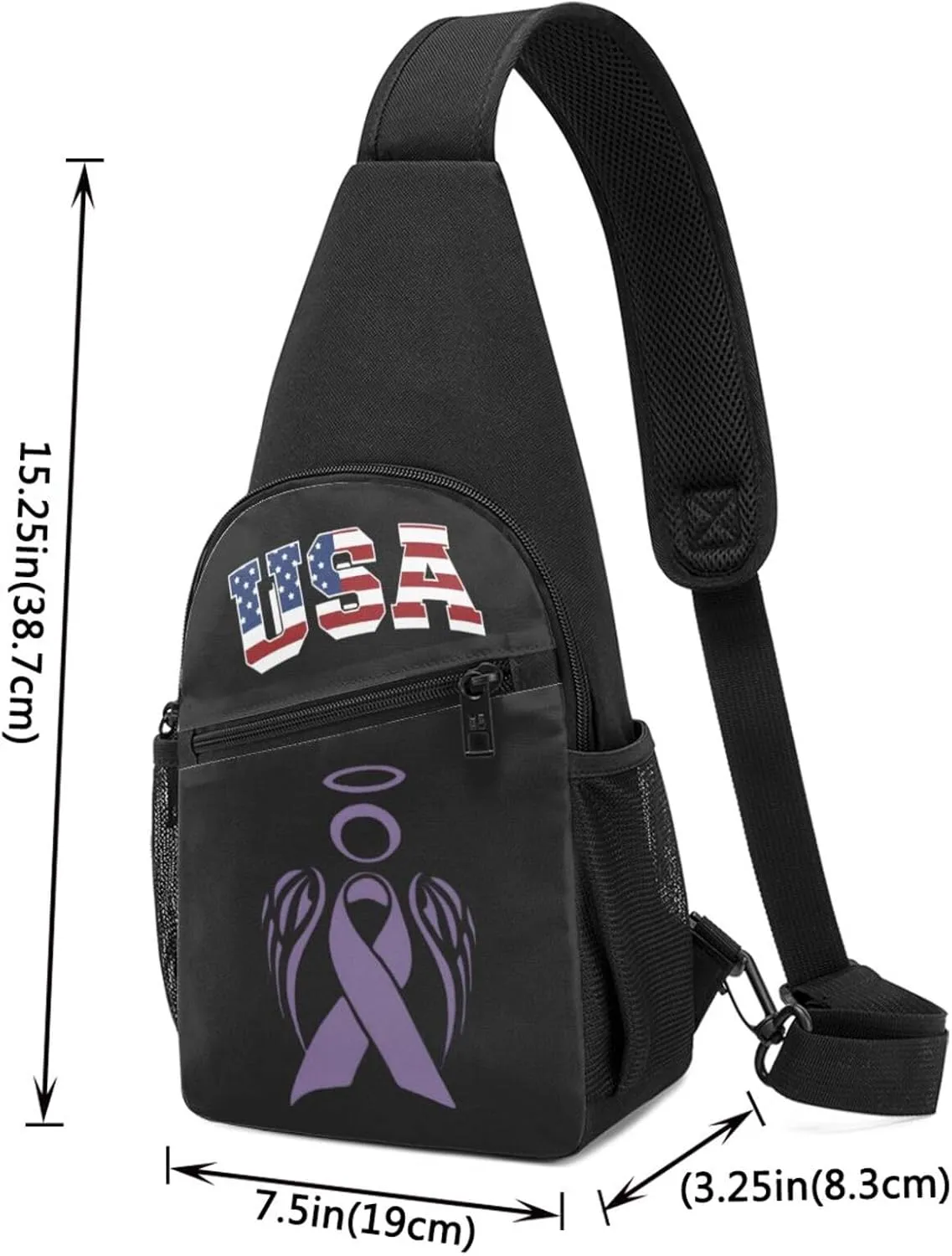 Pancreatic Cancer Awareness Purple,Casual one-shoulder crossbody chest bag, fashionable crossbody chest bag