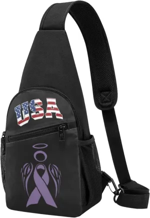 Pancreatic Cancer Awareness Purple,Casual one-shoulder crossbody chest bag, fashionable crossbody chest bag