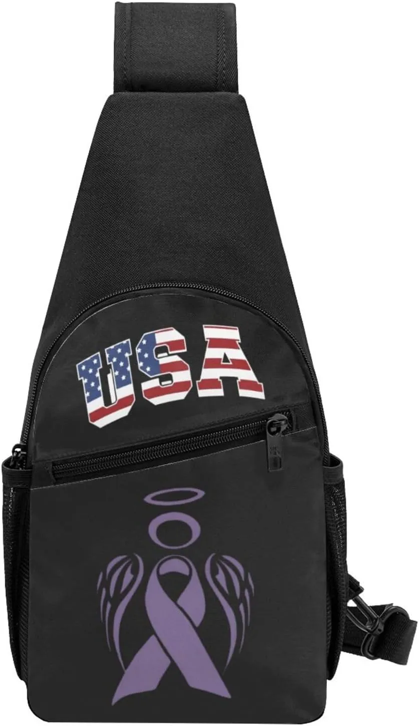 Pancreatic Cancer Awareness Purple,Casual one-shoulder crossbody chest bag, fashionable crossbody chest bag