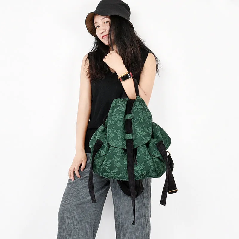 Patchwork backpack retro print backpack