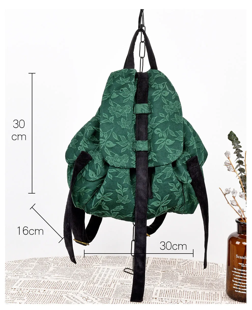 Patchwork backpack retro print backpack