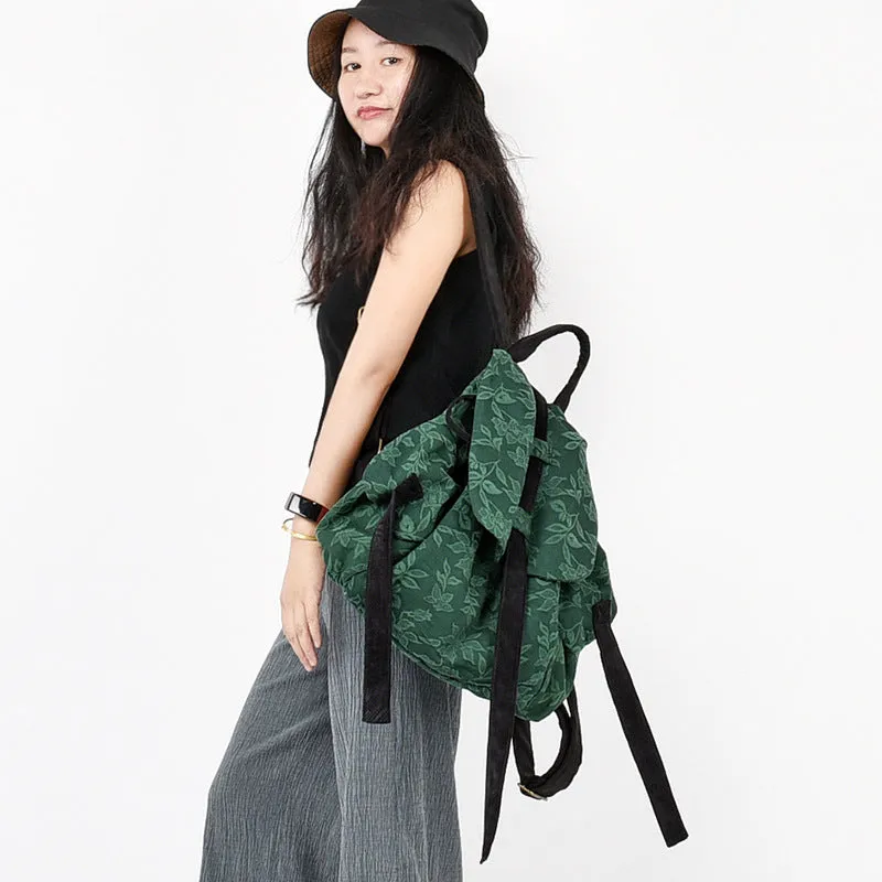 Patchwork backpack retro print backpack