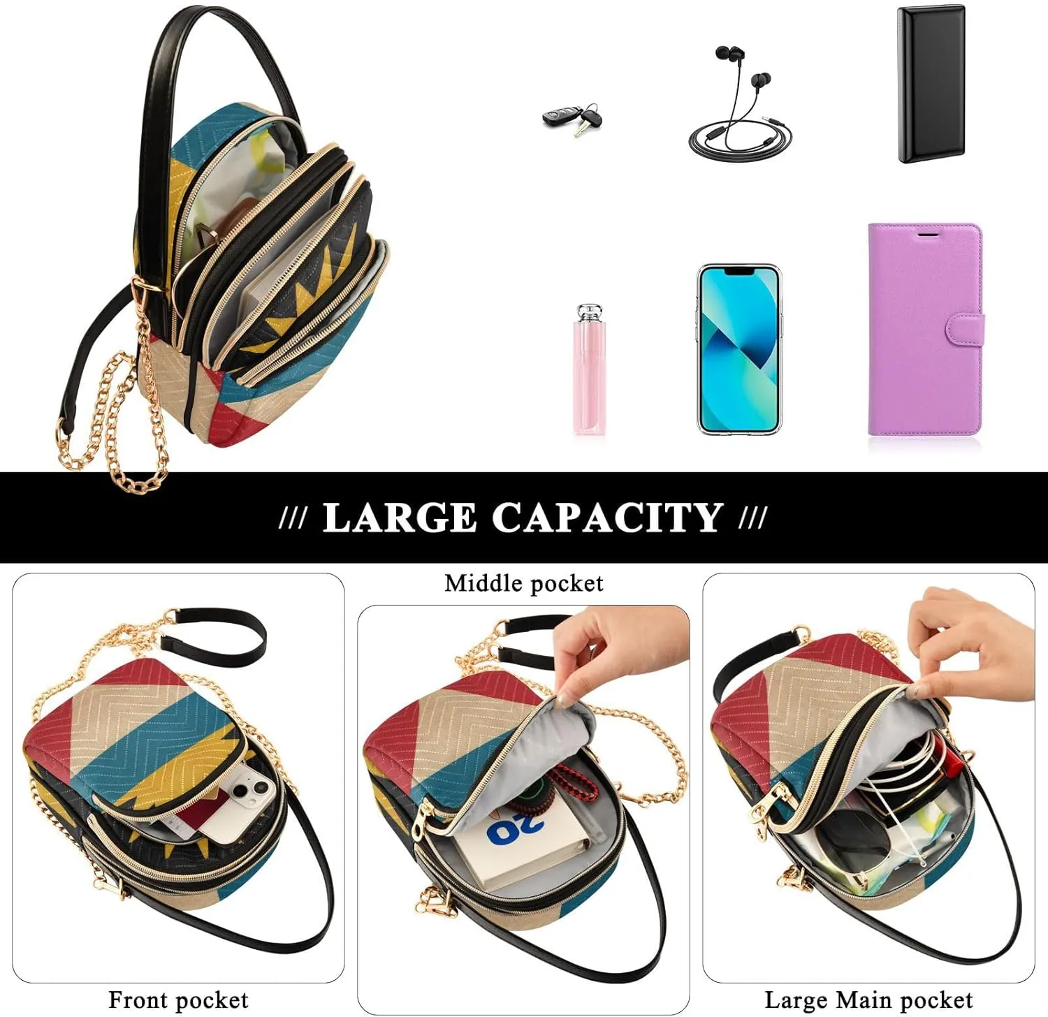 Patriot Flag Cell Phone Purse Crossbody Handbag Durable Shoulder Bag Sturdy Travel Pouch