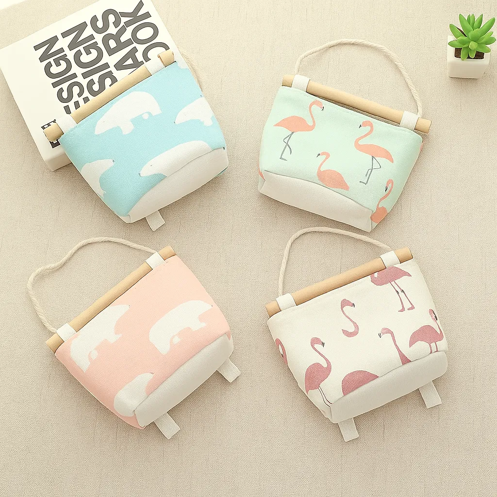 Pattern Cotton Linen Hanging Storage Bag