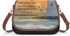 Personalized Lighthouse Sunset Bible Verse Women's Shoulder Bag, Handbag, Crossbody Bag