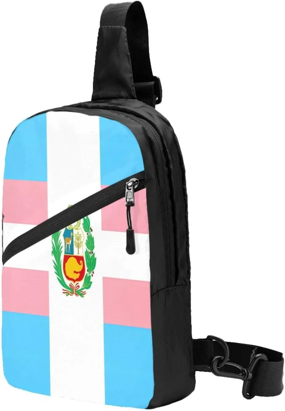 Peru Peruvian LGBT Rainbow Pride Flag Crossbody Bag Portable Sling Bags Foldable Chest Daypack Reusable Sports Shoulder Backpack Diagonally Casual Rucksack Travel Bag