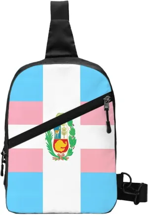 Peru Peruvian LGBT Rainbow Pride Flag Crossbody Bag Portable Sling Bags Foldable Chest Daypack Reusable Sports Shoulder Backpack Diagonally Casual Rucksack Travel Bag