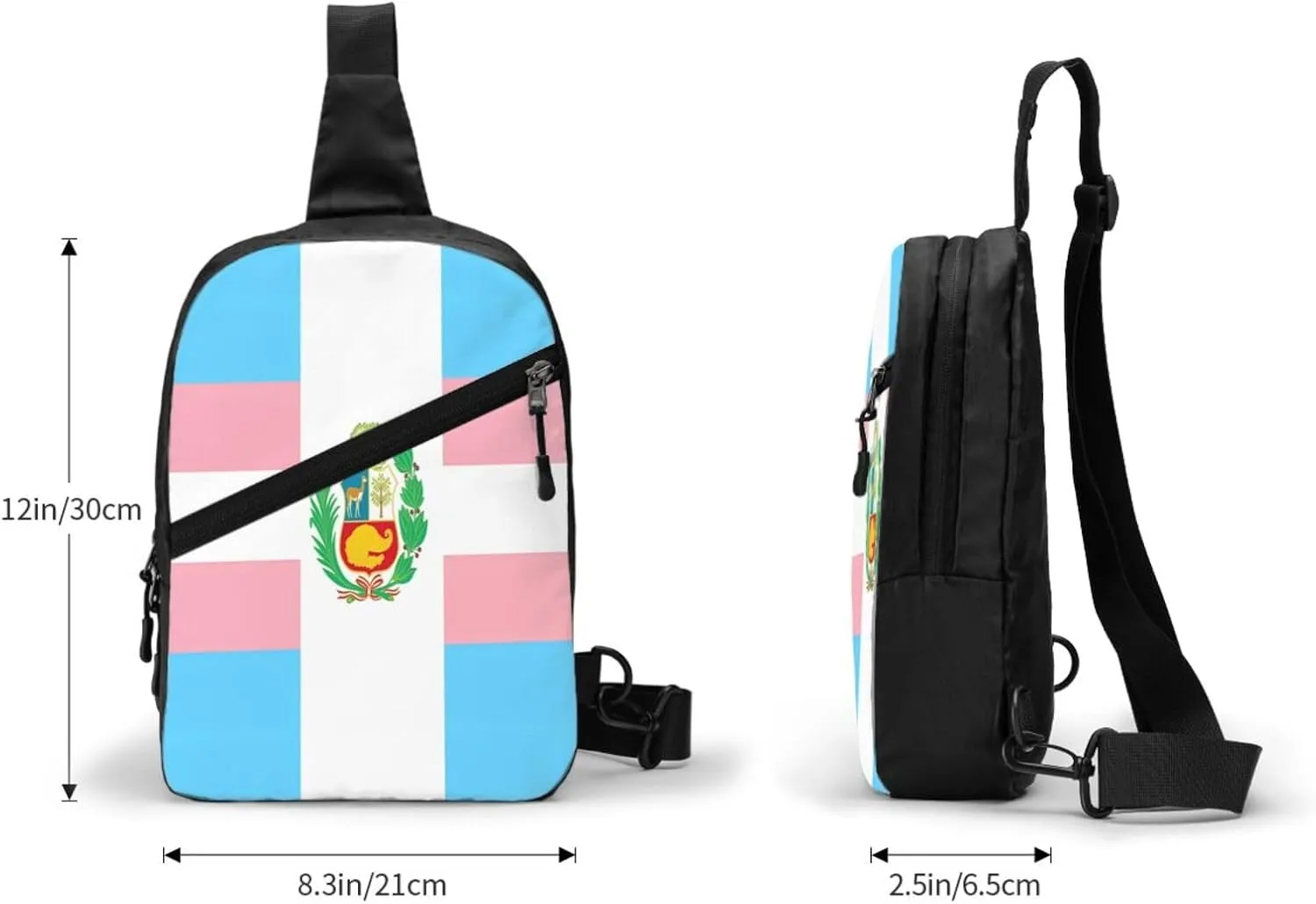 Peru Peruvian LGBT Rainbow Pride Flag Crossbody Bag Portable Sling Bags Foldable Chest Daypack Reusable Sports Shoulder Backpack Diagonally Casual Rucksack Travel Bag