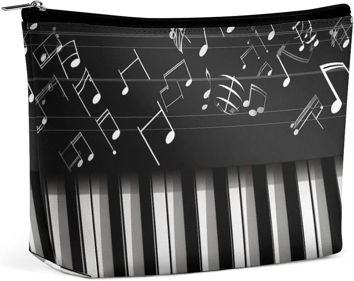 Piano Keys with Musical Notes Travel Makeup Bag Large Toiletry Bag for Women Waterproof Cosmetic Bags for Purse Portable Makeup Organizer Bags Cute Zipper Pouch Cosmetic Pouch Funny Travel Makeupbag