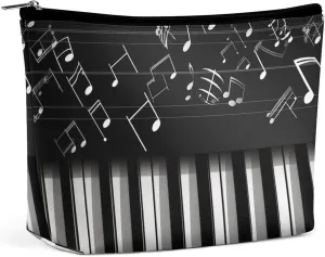 Piano Keys with Musical Notes Travel Makeup Bag Large Toiletry Bag for Women Waterproof Cosmetic Bags for Purse Portable Makeup Organizer Bags Cute Zipper Pouch Cosmetic Pouch Funny Travel Makeupbag