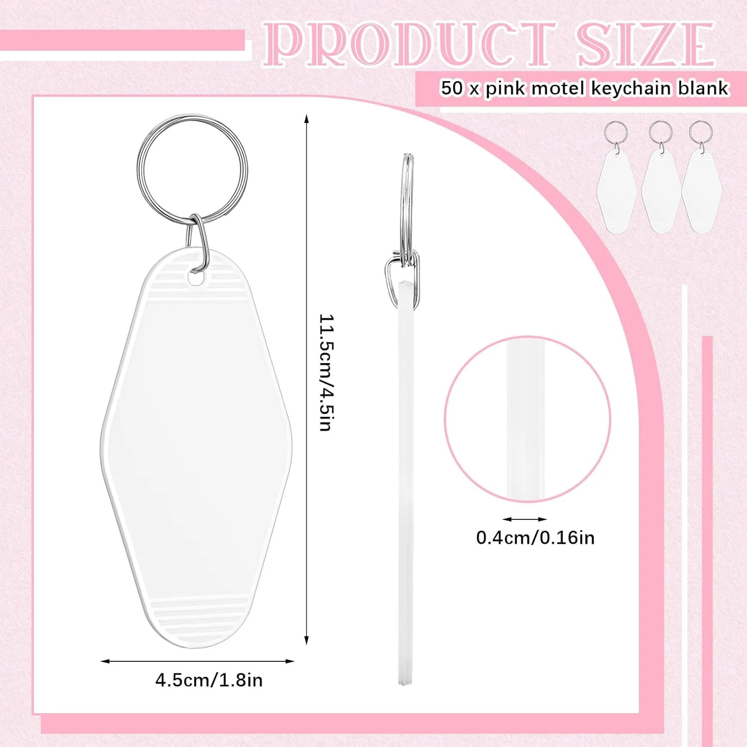 Pinkunn 50 Pcs Blank Motel Keychain Sublimation Vintage Blank Hotel Keychain Bulk for DIY Crafts Ornament