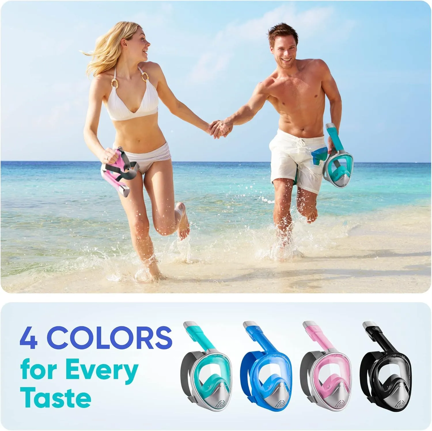 Platinum Arowana® Professional Full Face Snorkel Mask - Turquoise Snorkeling Gear for Adults & Kids, 180° Panoramic View, Adjustable Anti-Fog & Leak Dry System Set w/Detachable Camera Mount
