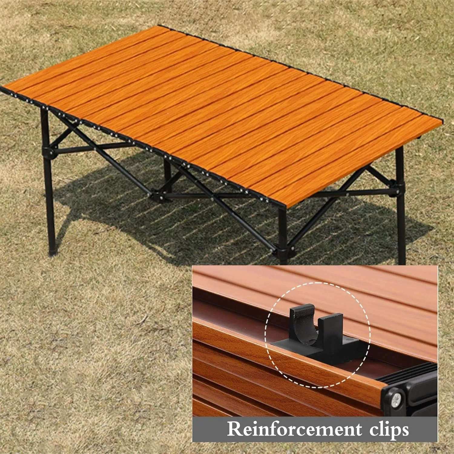 Portable Camping Table Carbon Steel Aluminum Alloy Folding Picnic Table with Easy Carry Bag for Outdoor Cooking, Beach, 120*57*50cm