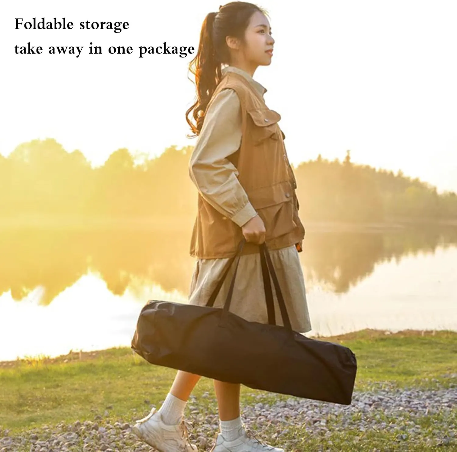 Portable Camping Table Carbon Steel Aluminum Alloy Folding Picnic Table with Easy Carry Bag for Outdoor Cooking, Beach, 120*57*50cm