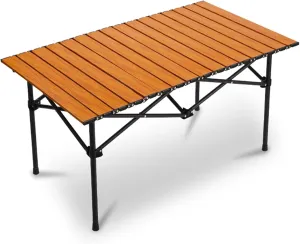 Portable Camping Table Carbon Steel Aluminum Alloy Folding Picnic Table with Easy Carry Bag for Outdoor Cooking, Beach, 120*57*50cm