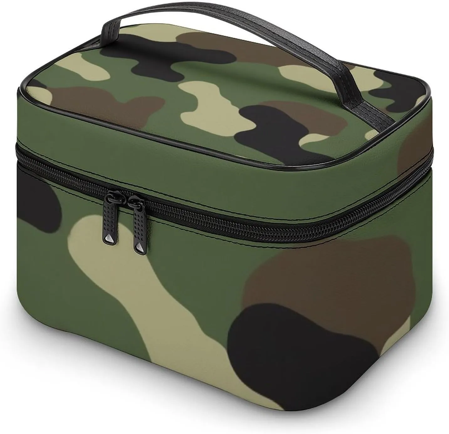 Portable Large Makeup Organizer Case for Women, Cool Camo Military Camouflage Toiletry Brushes Storage Bag Travel Cosmetic Accessories