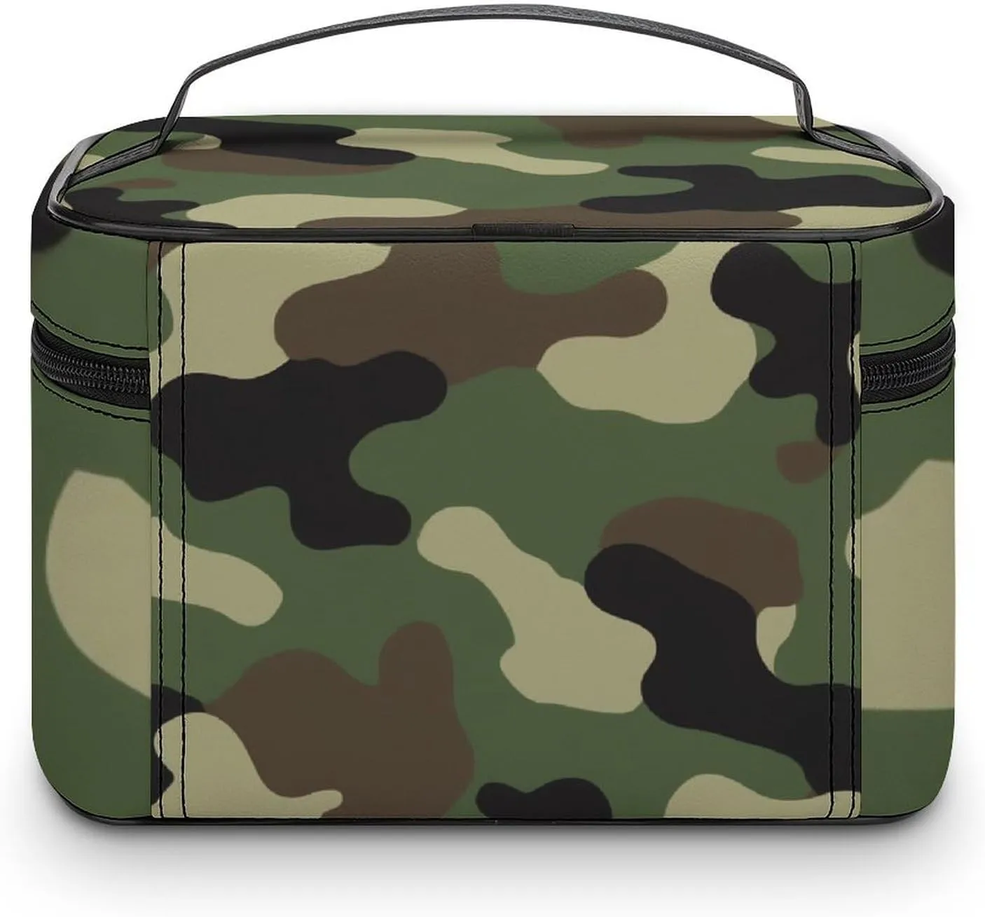 Portable Large Makeup Organizer Case for Women, Cool Camo Military Camouflage Toiletry Brushes Storage Bag Travel Cosmetic Accessories