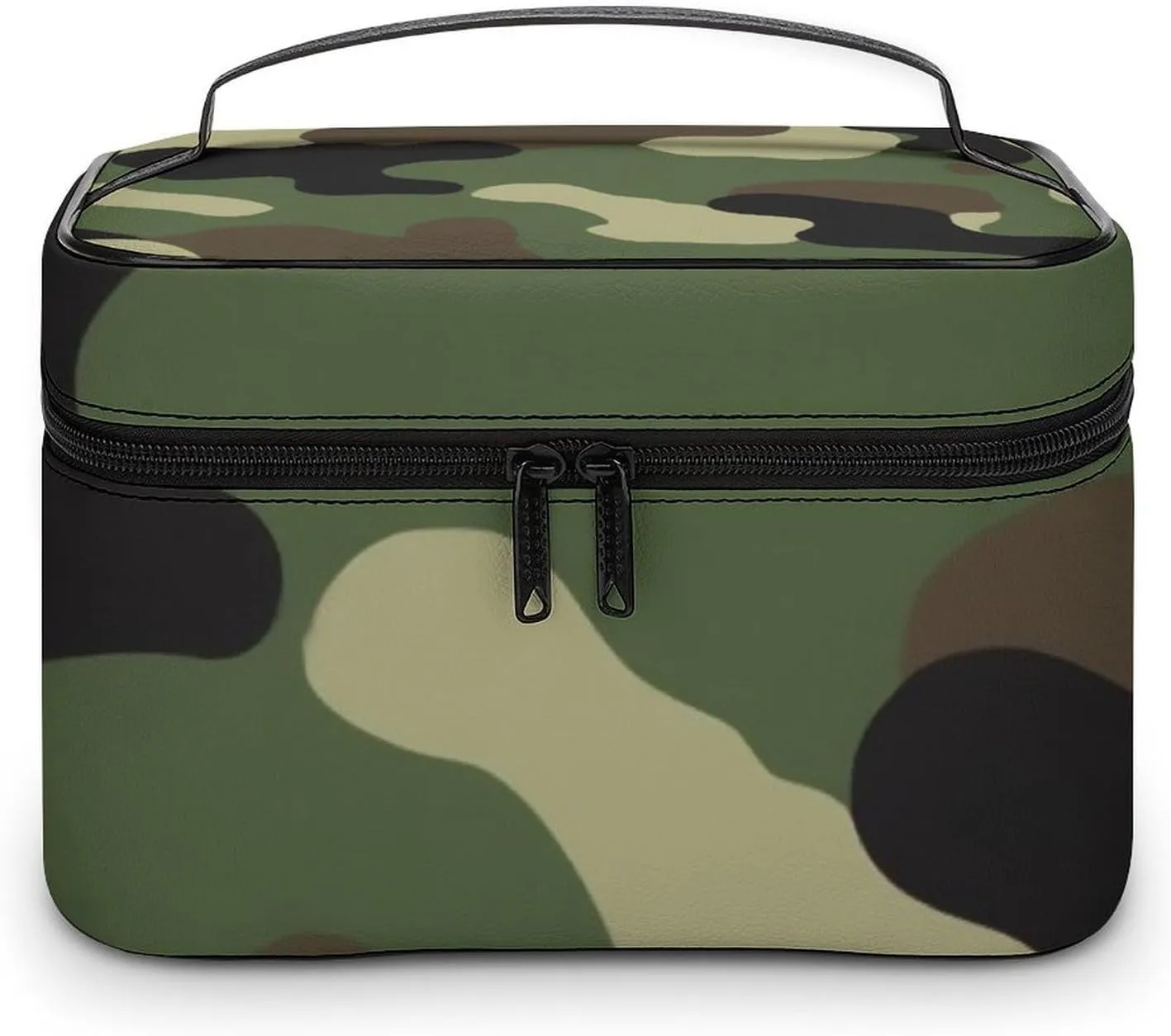 Portable Large Makeup Organizer Case for Women, Cool Camo Military Camouflage Toiletry Brushes Storage Bag Travel Cosmetic Accessories