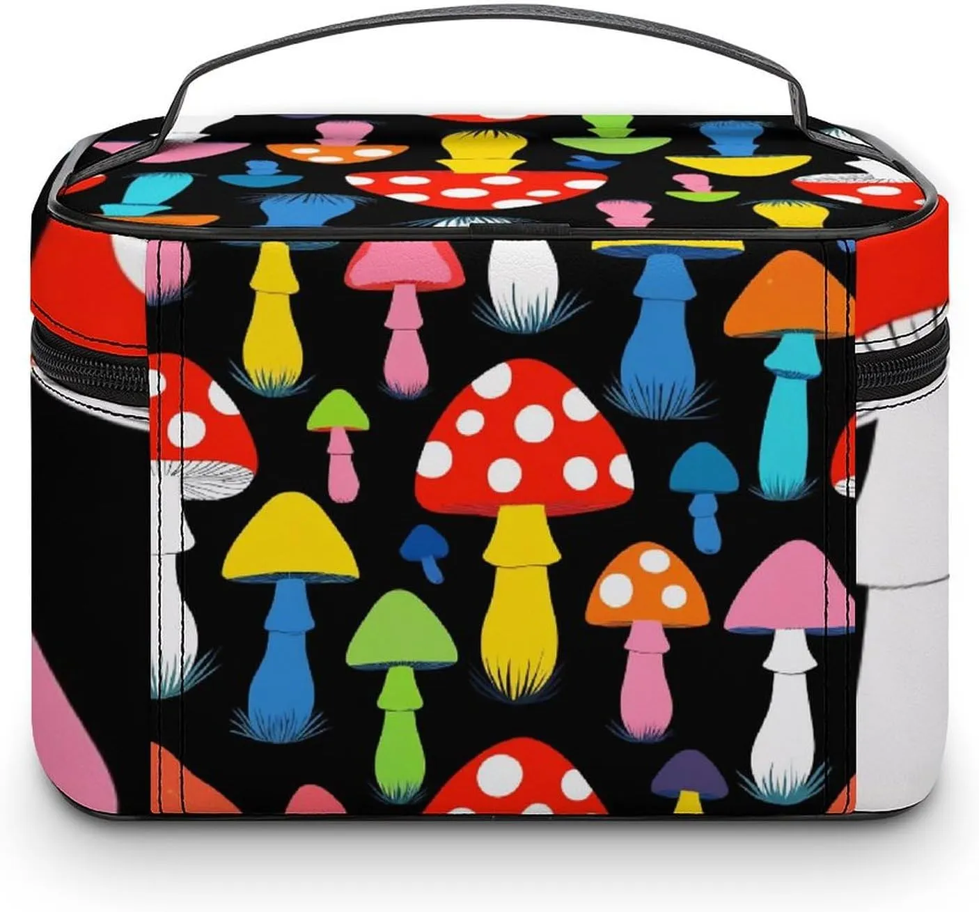 Portable Large Makeup Organizer Case for Women, Cute Mushrooms Ladies Funny Mushroom Toiletry Brushes Storage Bag Travel Cosmetic Accessories