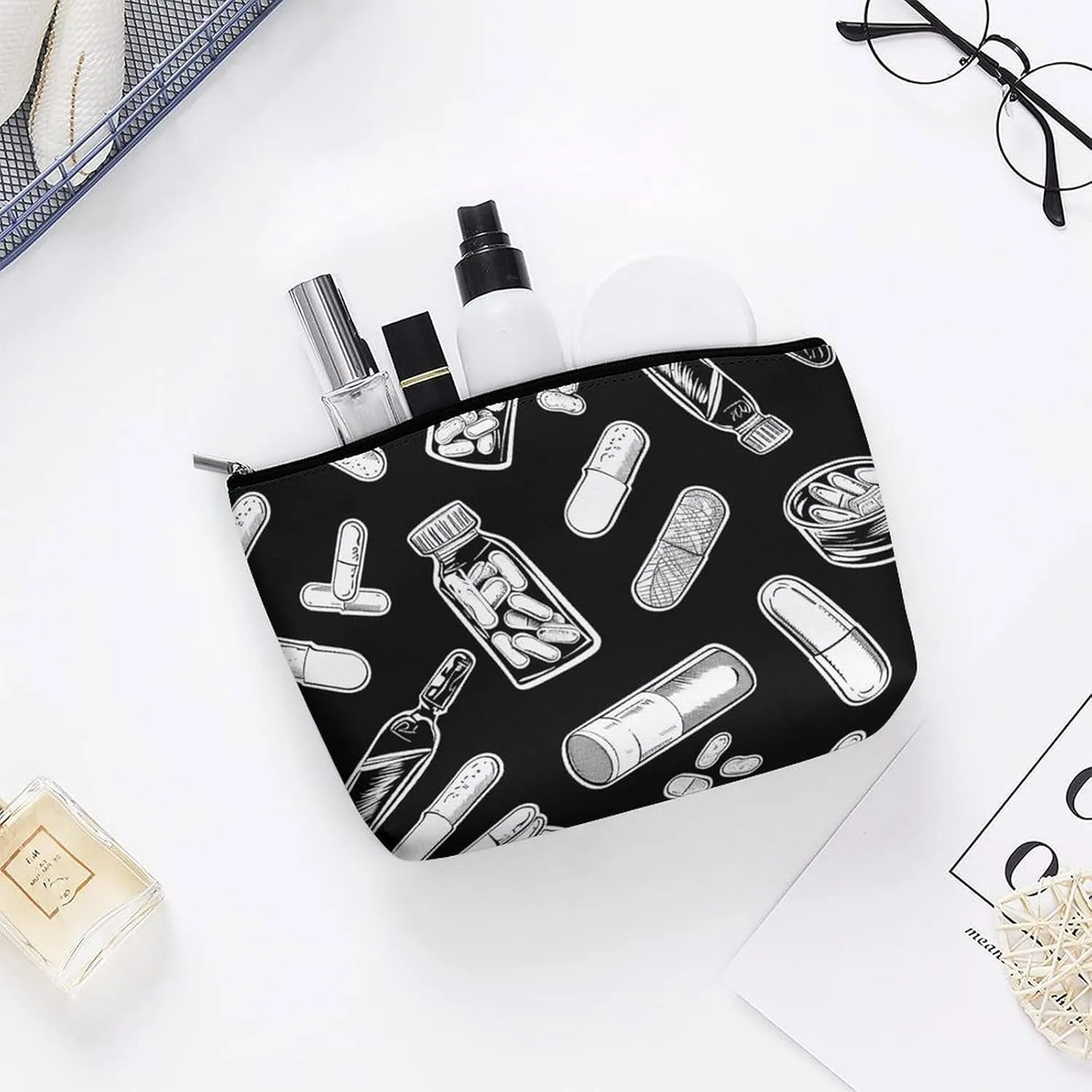 Portable Small Cosmetic Bag Cute Travel Makeup Bag Bottles And Plaster Waterproof Toiletry Bag for Women