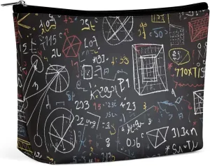 Portable Small Cosmetic Bag Cute Travel Makeup Bag Mathematics And Physics Waterproof Toiletry Bag for Women