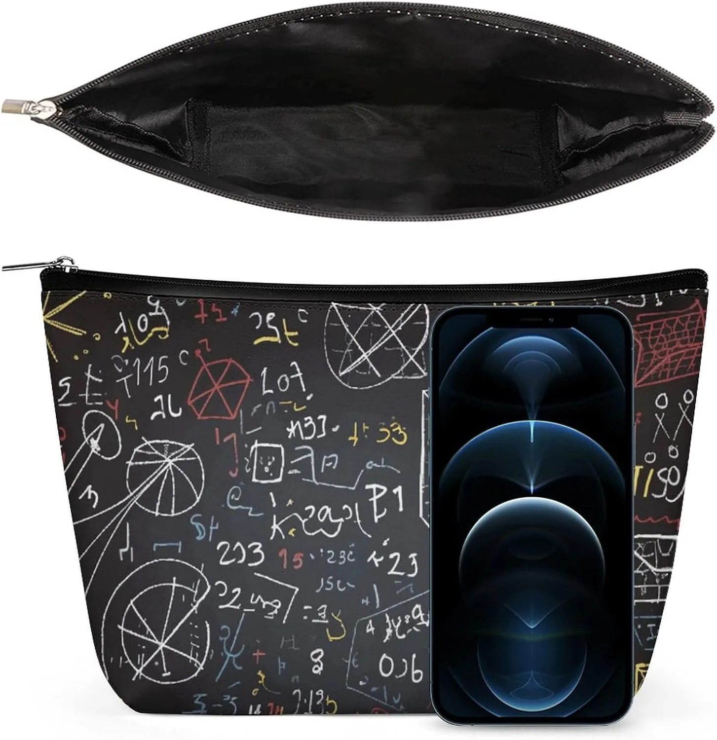Portable Small Cosmetic Bag Cute Travel Makeup Bag Mathematics And Physics Waterproof Toiletry Bag for Women