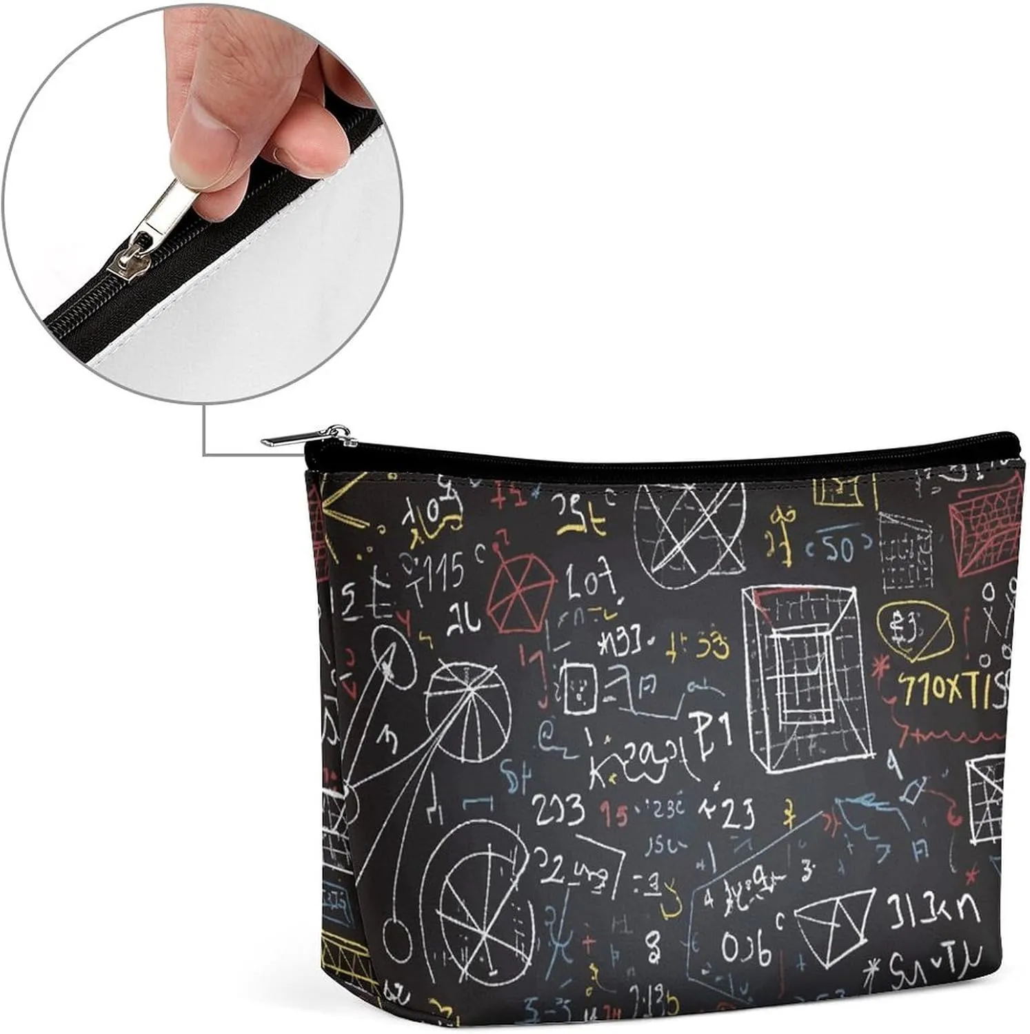 Portable Small Cosmetic Bag Cute Travel Makeup Bag Mathematics And Physics Waterproof Toiletry Bag for Women