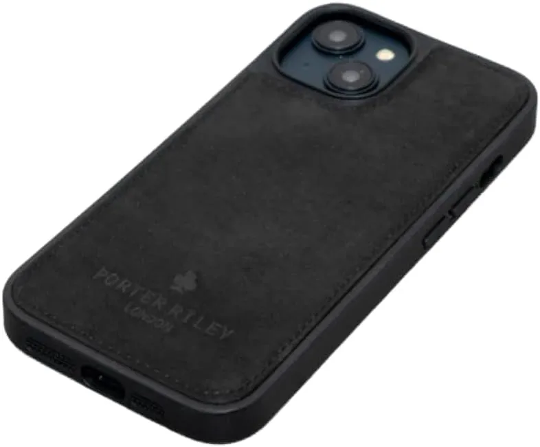 Porter Riley - Leather Case Compatible with iPhone 16 Pro. Premium Genuine Leather Slim Back/Bumper/Shell/Shockproof Case (Pure Black)