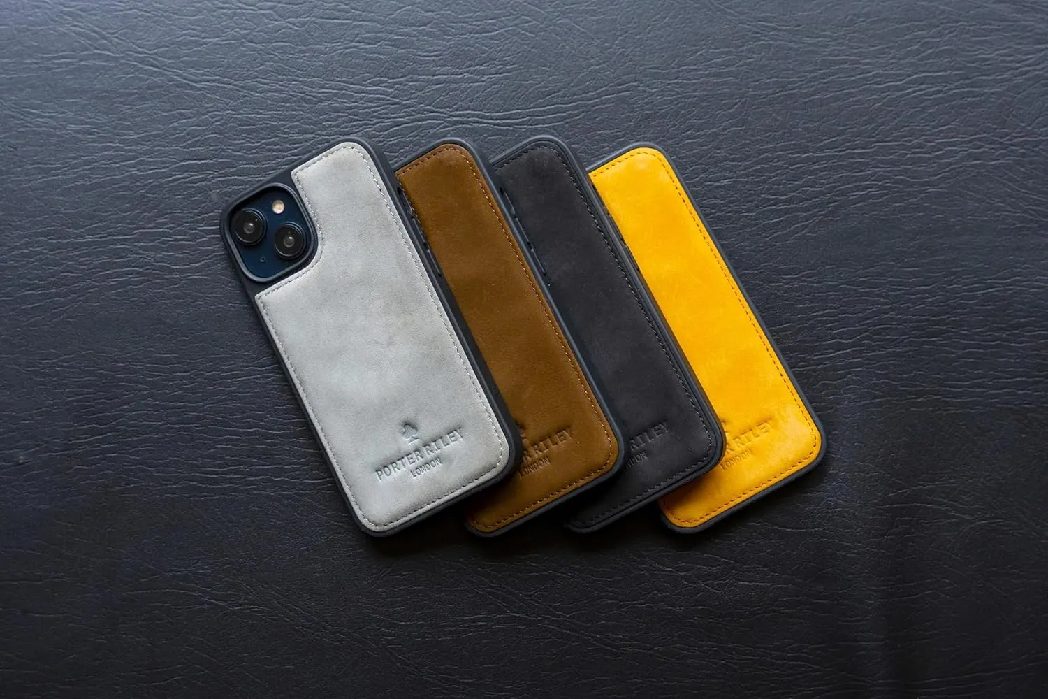 Porter Riley - Leather Case Compatible with iPhone 16 Pro. Premium Genuine Leather Slim Back/Bumper/Shell/Shockproof Case (Pure Black)