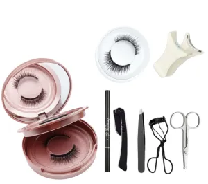 Premium Long Lasting Magnetic Eyelash Set for Small Hooded Eyes - 3 Pair Lashes with Applicator, Brow Pencil & 4 PCS Cosmetic Tools | Secure Grip, Glue-Free, Suit for Natural Look, Easy Apply & Remove