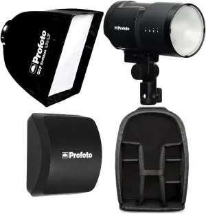 Profoto B10X Off-Camera Flash and Continuous Light Bundle with Li-Ion Battery for B10, OCF Softbox (1.3 x 1.3 Feet), and Sling Camera Bag (4 Items)