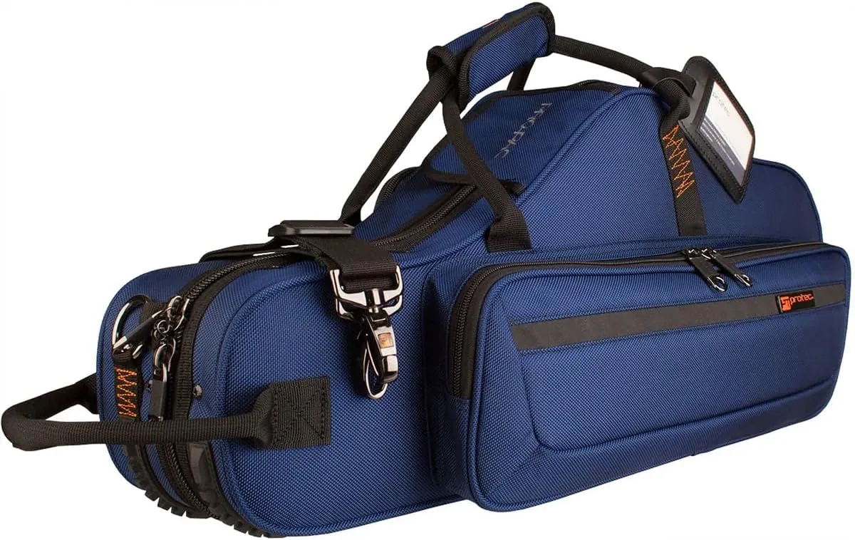 Protec Alto Saxophone Contoured PRO PAC Case with Flute Pocket, Blue, Model PB304CTBX