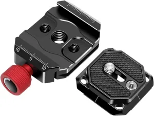 Quick Release Clamp with Arca Swiss Style Plate, Camera Mount Adapter with 1/4" & 3/8" Screw Thread for Tripod Head Monohead Gimbals Stabilizers
