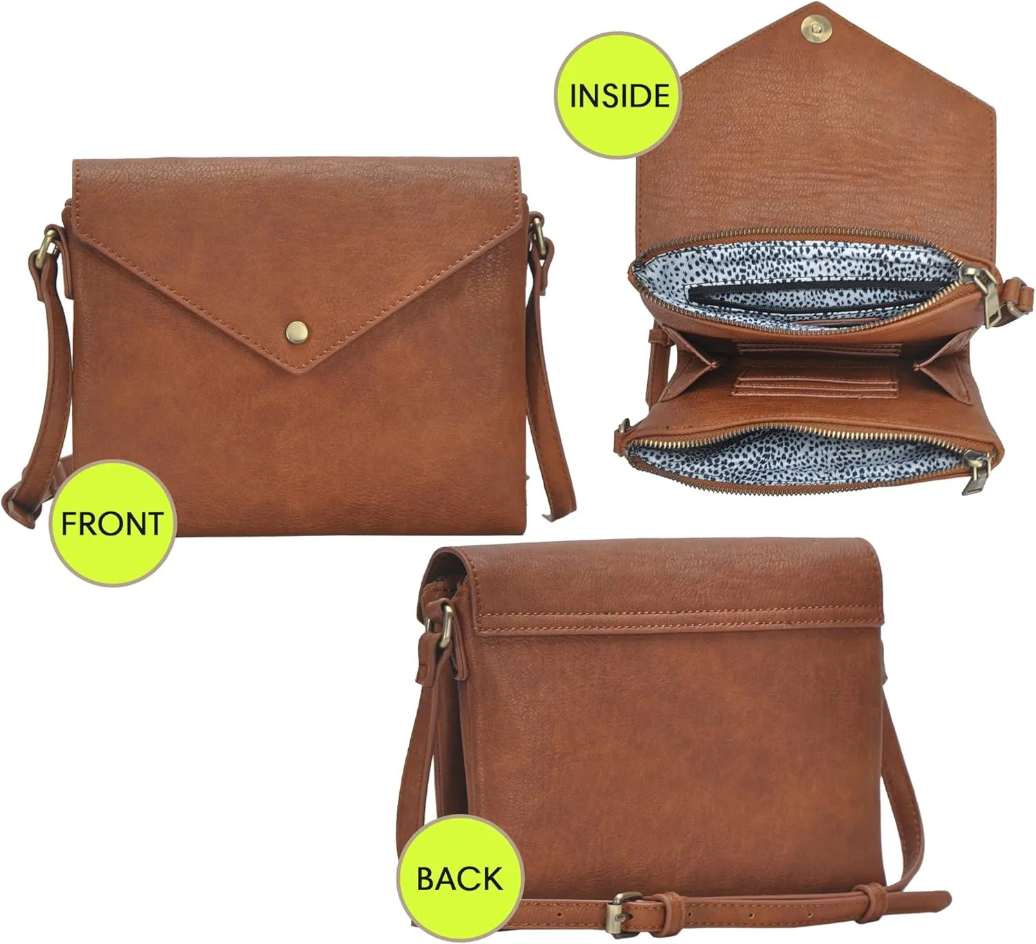 Quinn Crossbody | Vegan Leather Crossbody bag for Women | Accordion opening | 8" L x 0.75" W x 7" H