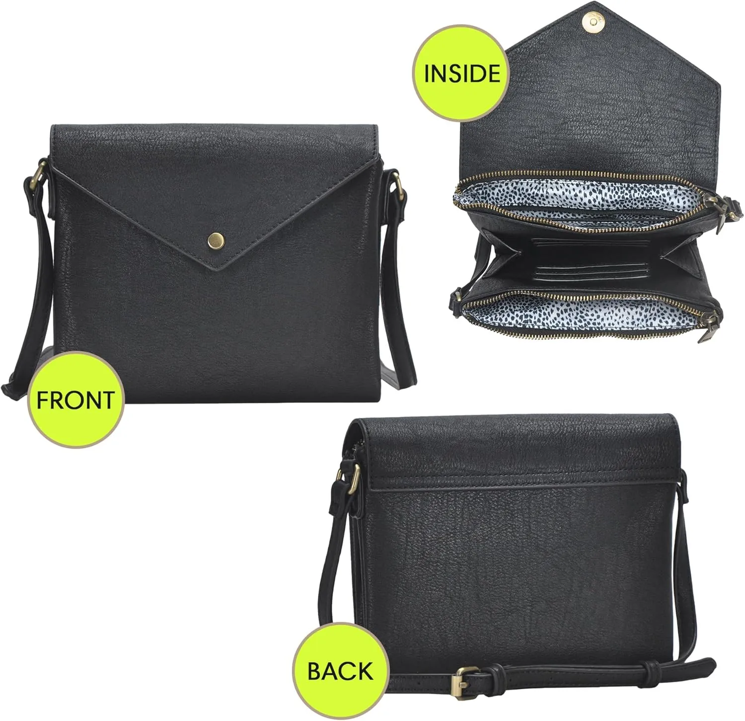 Quinn Crossbody | Vegan Leather Crossbody bag for Women | Accordion opening | 8" L x 0.75" W x 7" H