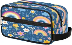 Rainbow Love Flower Travel Toiletry Bag Wash Bag Portable Cosmetic Bag Toiletries Accessories Cosmetic Storage Bag Shower Shaving Bag Unisex Funny Prints