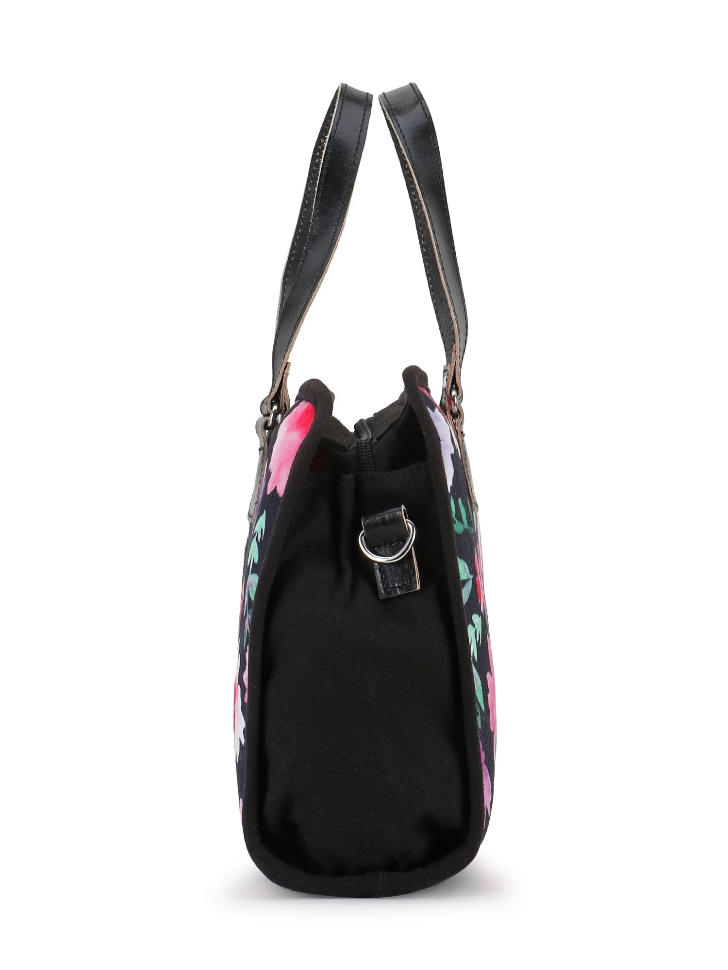 Rangoli Polycotton & PU Floral Digital Printed Handheld Bag
