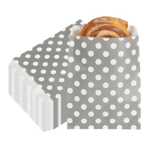 Rectangle Gray Paper Bag - Polka Dots - 7" x 5" - 100 count box
