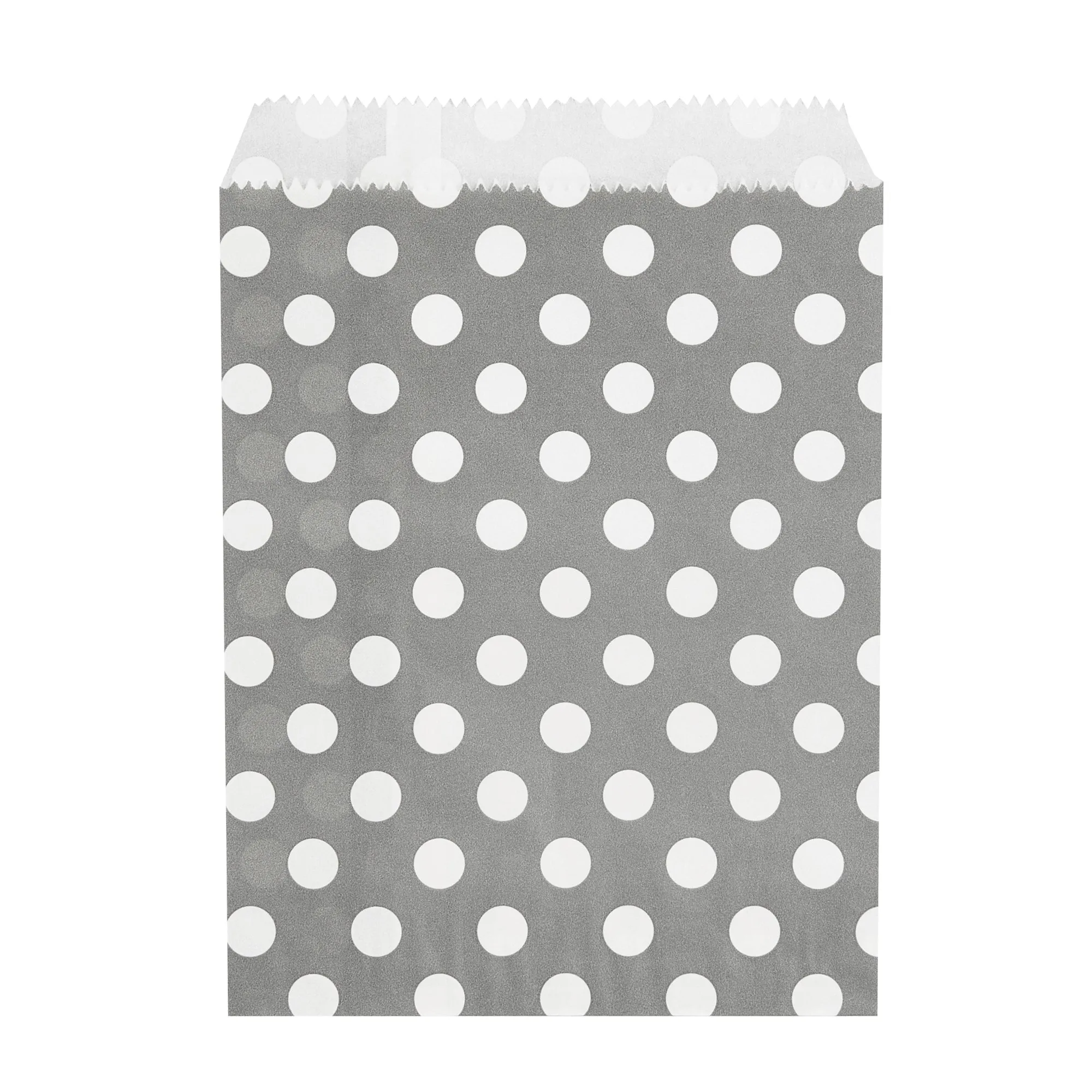 Rectangle Gray Paper Bag - Polka Dots - 7" x 5" - 100 count box