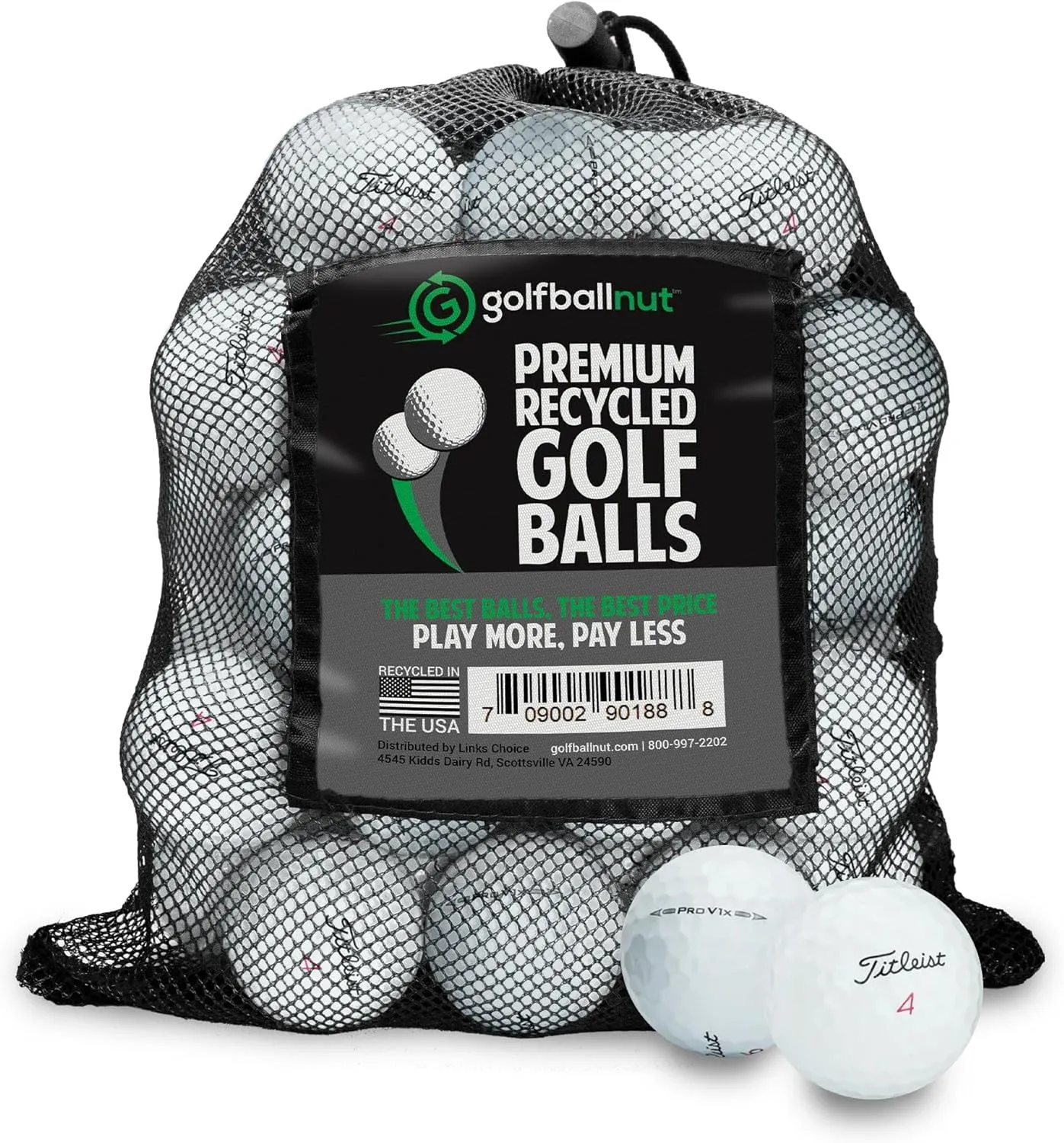 Recycled Golf Balls for Titleist Pro V1x - Premium Performance Used Golf Balls Bulk 4A Near Mint Condition – Includes Mesh Bag - (24-48)-Pack