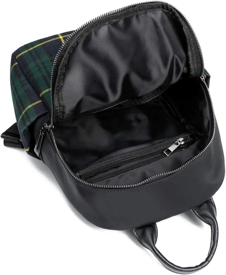 Red Plaid Backpack Canvas Nylon Fashion Daypack Women Shoulder Purses Traval Daily Ruchsack Medium